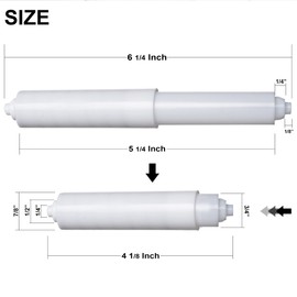 2 Pack - 6-1/4" White Toilet Paper Holder Spring Loaded Roller Replacement (A-2615)