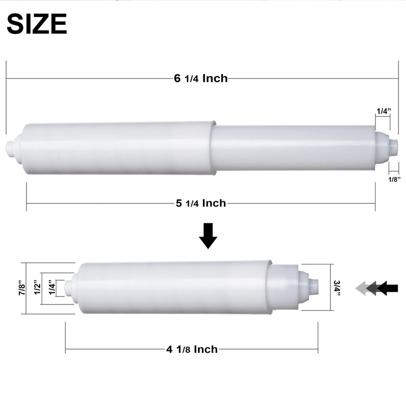2 Pack - 6-1/4" White Toilet Paper Holder Spring Loaded