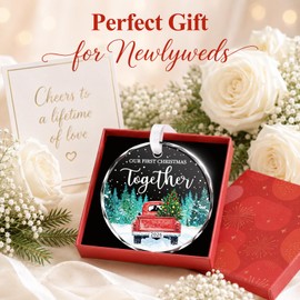 Our First Christmas Together Ornament 2026, Red Truck Crystal Glass Gift