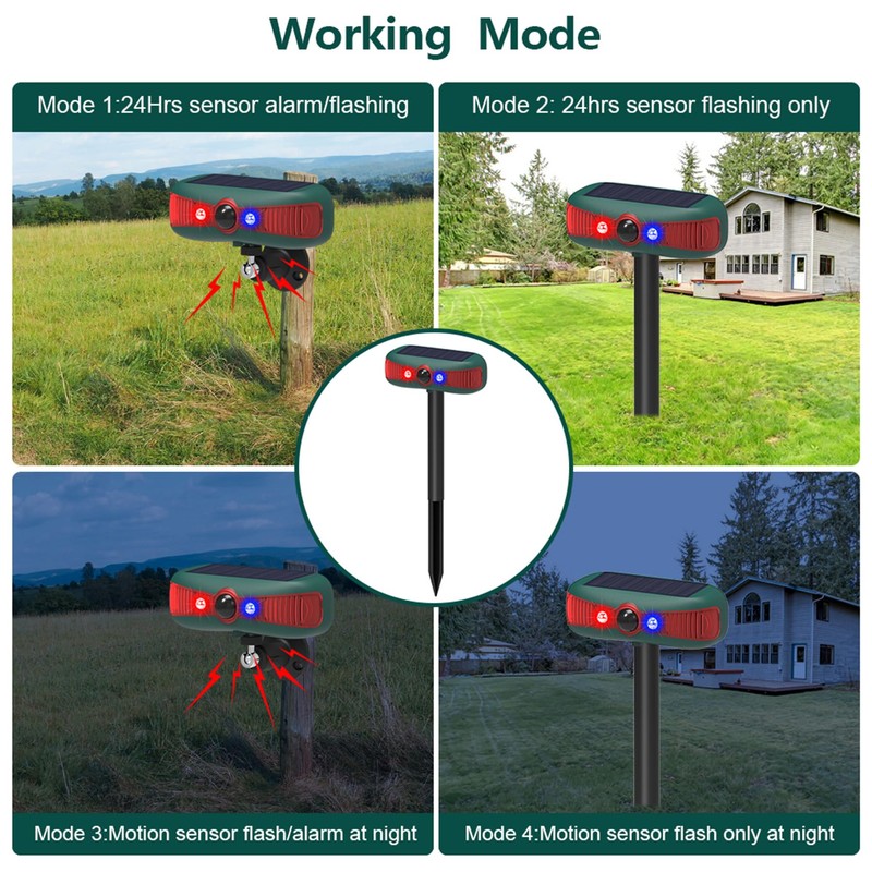 Solar Motion Sensor Alarm Outdoor - 13 Sounds Barking Dog