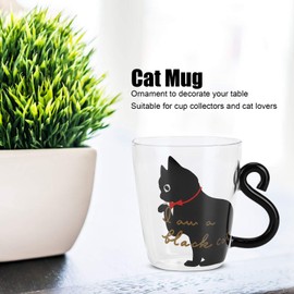 Tazas de Té de Café, Tazas Hechas a Mano Lindas con Forma de Animal Taza Divertida del Gato Regalo Novedoso para los Amantes de los Gatos de los Niños(Gato negro)