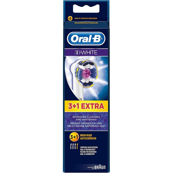 Braun Oral-B 3D White Electric Toothbrush Replacement Brush Heads Refill, 4 pk