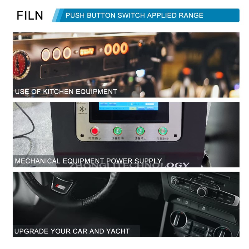 FILN 2PCS 19mm (3/4'') Latching Push Button Switch Latching 12V