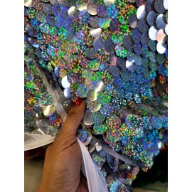 Divastyletextiles Paillette Sequins - Round Sequin Mermaid Medium Silver Sequins Fabric By Yard