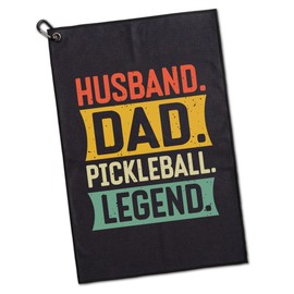 GEYGIE Husband Dad Pickleball Legend Printed Microfiber Pickleball Towel with Clip, Funny Pickleball Towel Gifts for Men Dad Grandpa, Fathers Day Birthday Gift for Pickleball Lover
