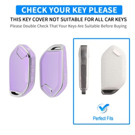 QBUC for Kia Key fob Cover,Soft TPU 360°Car Key Case Protector with Leather Keychain Compatible with Kia Telluride 2023/2024 5 Buttons Smart Key (Purple)