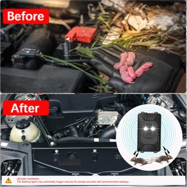 Tirgo 2PCS Car Rodent Repeller Under Hood, Ultrasonic Plug-in Mouse Repellent with Strobe Light, Battery Powered Keep Mice Out of Cars Engines, Indoor, Outdoor, Garage, Hoom (Cat)