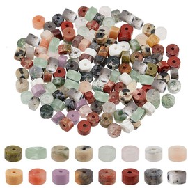 nbeads 160 Pieces 16 Styles Natural Heishi Stone Beads, 3.8 ~ 4.2 mm Flat Round Stone Beads, Disc Spacer, Synthetic Gemstone Beads, Loose Gemstone Beads for Bracelets, Earrings, Jewellery Making
