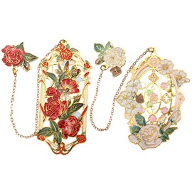 Metal Bookmarks 2 PCS, Sgbvzbd Bookmarks for Reading Women, Pretty Bookmarks for Women, Beautiful Metal Bookmark, Red Rose Bookmark and White Rose Bookmark(BKM-043-001)