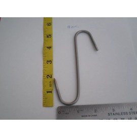 HAND MADE 25 PCS. HEAVY DUTY STAINLESS STEEL MEDIUM MEAT/POULTRY S HOOKS, 5" X 4MM.