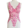 ZYZZX Pure Handmade Large Beads Rhinestones lace Applique Bodice Patches Trimming sew on Sequins Stones Beads Shining Heavy Decoration for Wedding Dress DIY Accessories 12X21in (Pink)