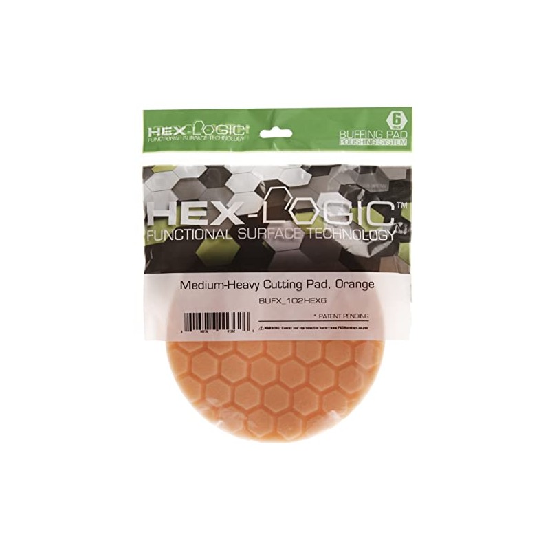 Chemical Guys Hex-Logic Almohadilla de Corte Medio-Pesada BUFX-102HEX6, Naranja, 6.5