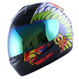 Wow Motorcycle Full Face Helmet Street Bike Chief Indian Black