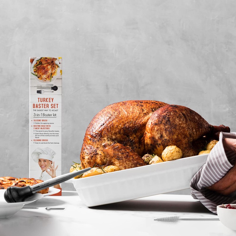 Liquid Solution Turkey Baster 5 Piece Set, Includes Baster for