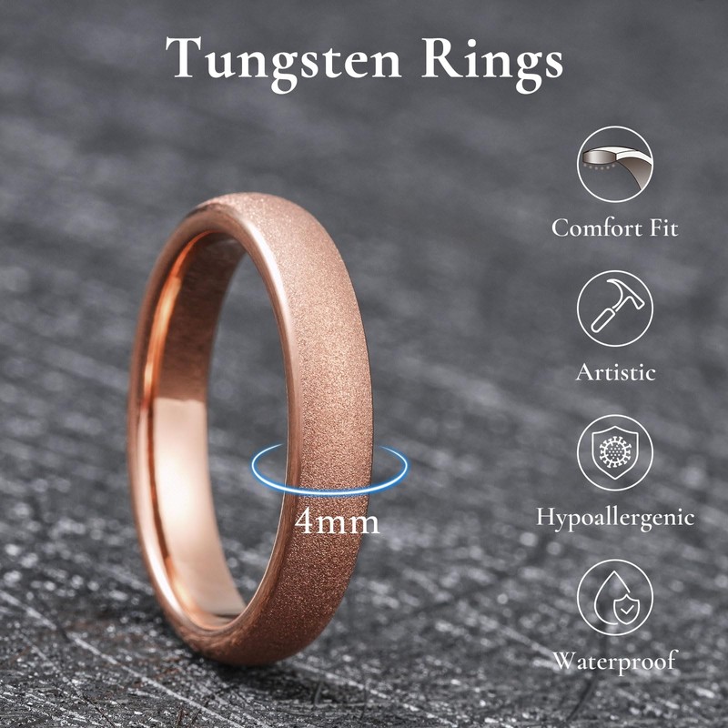 King Will Men Tungsten Wedding Band 4mm Size 9