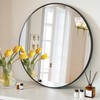 Umzodo Black Round Mirror 18 inch, Brushed Metal Framed Circle