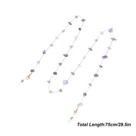 MAIGO Glasses Chain - Women's Sunglasses Chain with Natural Stone, Anti-loss Lanyard in Gold (PURPLE)