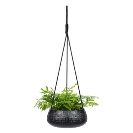 Chonsun 8 Inch Hanging Planters for Indoor Plants - Small Hanging Flower Pots with Drainage Holes Round Ceramics Hanging Plant Pots Black Hanging Pots