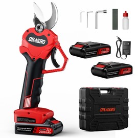 Dragro 2025 Upgraded Electric Pruning Shears Professional Cordless Electric Pruning Battery Powered, Tree Branch Pruner with 2 PCS Rechargeable 2 Ah Lithium Battery - 30mm (1.2inch) Cutting Diameter