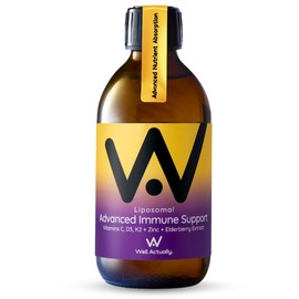 WELL ACTUALLY Advanced Immune Support & Elderberry - Liquid Liposomal Vitamin C 1000 mg, Vitamin D3 2000 IU, Vitamin K2 MK-7 & Zinc Immunity Complex – Elderberry Syrup Alternative – Vegan, 25 Servings