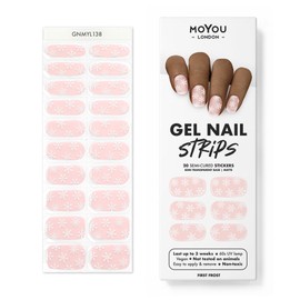 MOYOU LONDON Semi Cured Gel Nail Strips, 20 Pc. Gel Wraps for Nails, Easy Apply & Remove for Salon-Quality Manicure, Works with Any Nail Lamps - First Frost