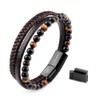 LIVLOKO Mens Bracelet Leather Black Multi-Layer Bracelet for Men Magnetic