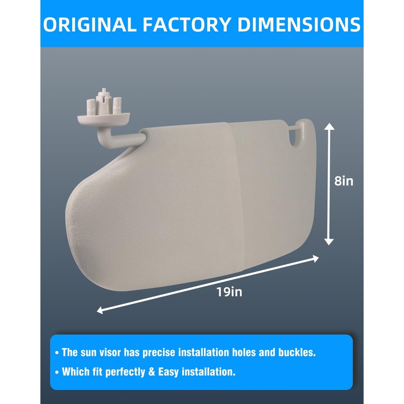 SHENKENUO Gray Left Driver & Right Passenger Side Sun Visor