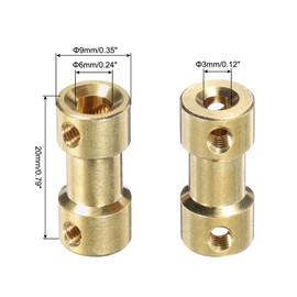 QUARKZMAN 6 Pieces 3 mm to 6 mm Brass Shaft Coupling Connector with Screws Flexible Motor Shaft Coupling for RC Model Car Aeroplane Motor Wheels Tyres Shaft