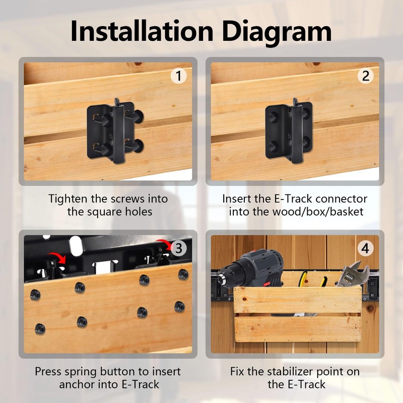 (10 Pack) E-Track Connector, Bolt-on Steel Trailer E Track Accessory