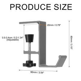 PATIKIL 2Pcs Purse Hook for Table, Adjustable Clamp-on Purse Hanger for Desk Portable Nail Free Heavy Duty Under Desk Handbag Holder Backpack Headphone Small Hook, Gray