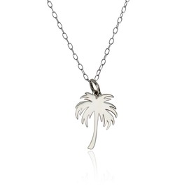 FashionJunkie4Life Palm Tree Necklace | 18” Sterling Silver Necklace with Sterling Silver Palm Tree Charm | Sterling Silver Tree Necklace for Men & Women