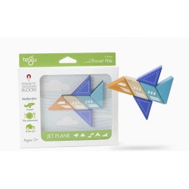 Tegu New in Box 6 Piece Tegu Travel Pal Magnetic Wooden Block Set, Jet Plane