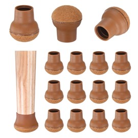 M METERXITY 16-Pack Chair Leg Floor Protectors, 0.55"-0.75" Silicone Cups Round Felt Furniture Pads for Chairs/Tables in Hardwood Floors/Tile Floors, Chair Leg Covers [Brown]