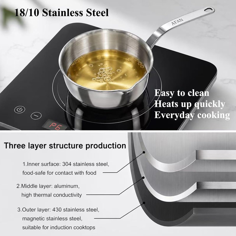 AFAN Stainless Steel Butter Warmer Pot, 13.5 fl oz Small