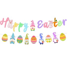 Happy Easter Banner, Easter Bunting Garland, Easter Decorations for Easter Party Favors Home Photo Props Spring Decor