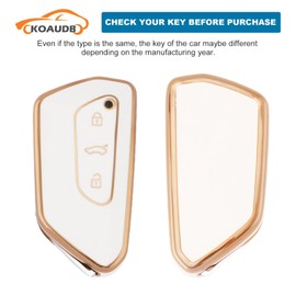 Koaudb Car Key Case Fits 2020-2022 VW Golf 8 ID.3 ID.4 Seat Leon Tarraco Ateca Formentor Leon 3-Button Car Key Cover TPU Key Case with Key Chain (C-Vlw-3D)