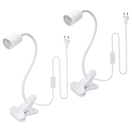 Pack of 2 E27 Clamp Light with Switch 240 cm Clamp Light with Cable Flexible Gooseneck Desk Lamps Clip Lamp Base Clamp Lamp with Plug Clamp Lamp Bed for Work Room Bedroom