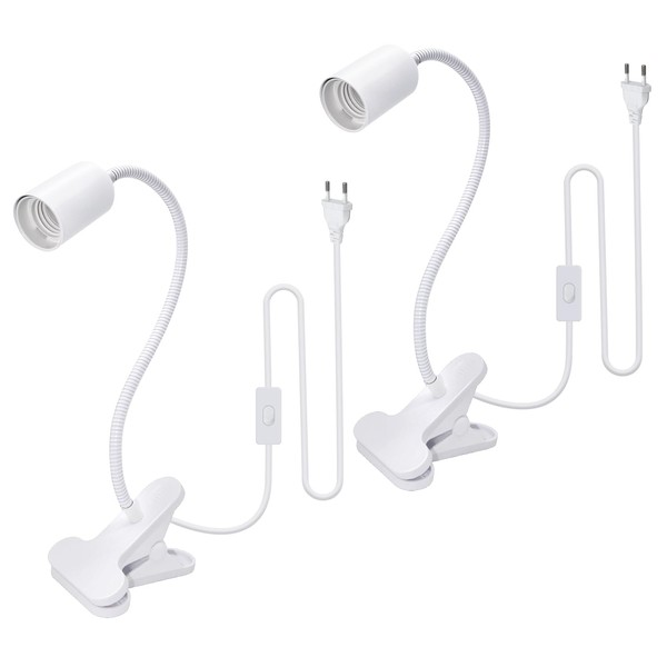 Pack of 2 E27 Clamp Light with Switch 240 cm
