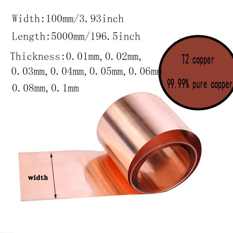 XMRISE Pure Copper Foil Metal Copper Sheet Material Removal Rolls,