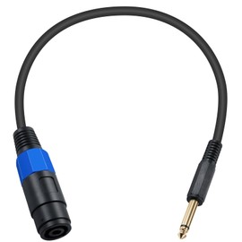 Poyiccot Speakon to 6.35mm Conversion Cable, 18AWG [Spicon Female to 6.35mm Male] SpeakOn to 6.35 Speakon Cable, Compatible with Pro DJ PA GigStage Microphone, with Twist Lock, 50cm