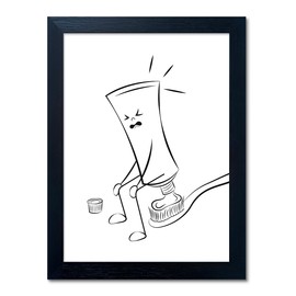 Black and White Bathroom Wall Decor, Funny Toilet Wall Art, Guest Toilet Canvas Print, Minimalist Humoristic WC Wall Art, Black Framed Picture Bathroom Sign Accesorries