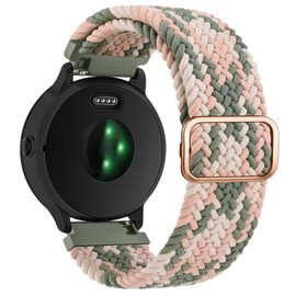 Wanme Armband kompatibel mit Garmin Vivoactive 5/Garmin Venu/Venu Sq 2/Venu Sq/Venu 2 Plus/Venu Sq Music, elastisches, geflochtenes Nylon, verstellbar, Ersatzarmband für (Starlight Pink)