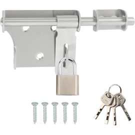 Alise 6 Inch Slide Bolt Gate Latch, Door Lock with Padlock Set, Heavy Duty Stainless Steel Barrel Bolts Safety Door Lock for Wooden Fence, Outdoor Fence,Shed Door Brushed Finish