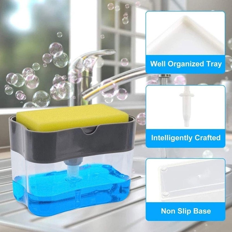 Liquid Soap Dispenser Set 2-in-1 Foaming Chrome Plastic Hand Pump