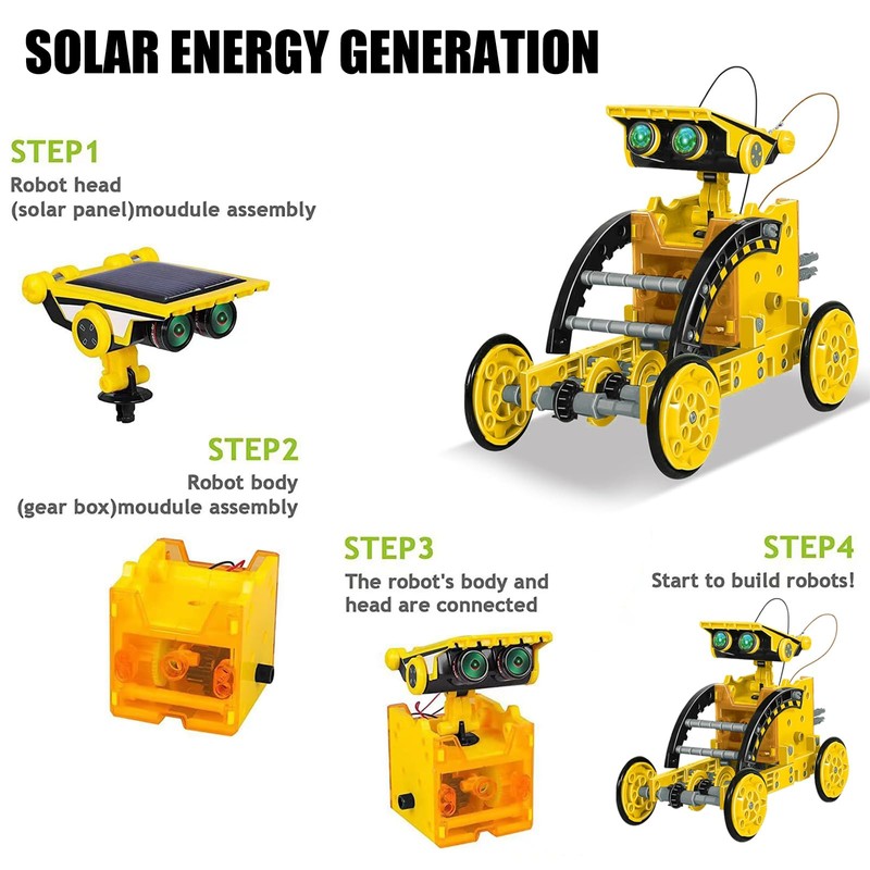 Robot Solare 12 in 1, Giocattolo Educativo con 190 Pezzi,