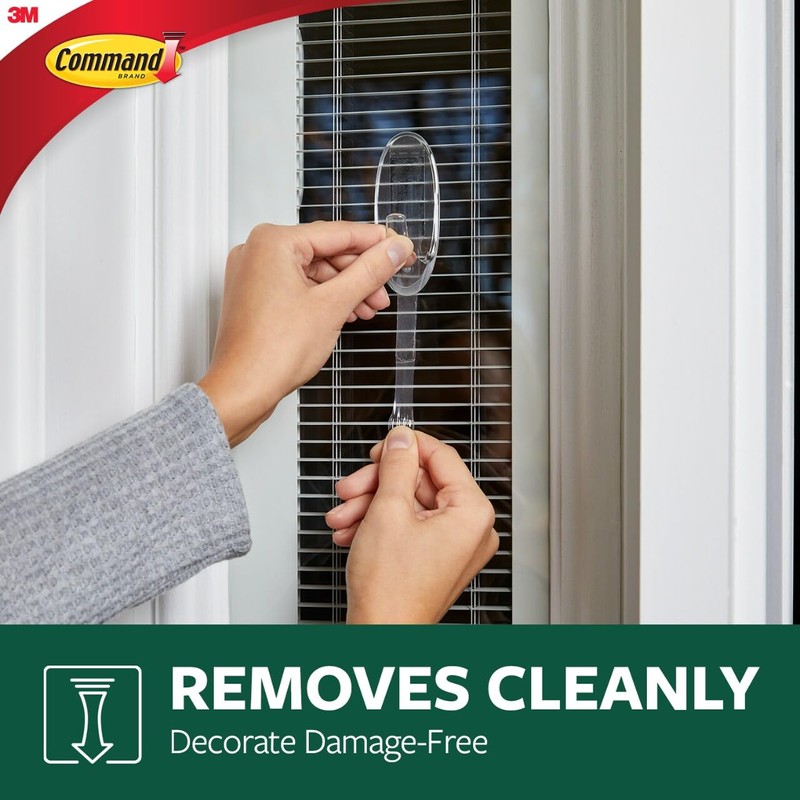 Command Outdoor Large Clear Wall Hooks, 1 Hook and 2