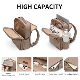 GOLF SUPAGS Stylish Laptop Backpack for Women Airline Approved Perfect for Work College and Travel Multi-Functional Casual Daypack Fits 14 Inch Notebook (Champagne)