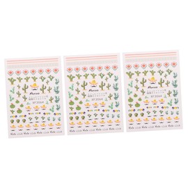 ABOOFAN Long Lasting Cactus Nail Art Stickers 3 Pack Tropical Design for Women Girls Ladies for Parties Special Occasions