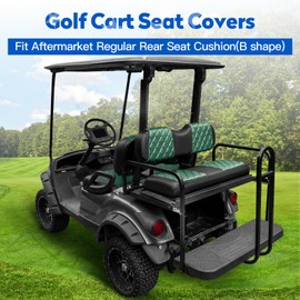 NOKINS Golf Cart Seat Covers Fit Club Car Precedent/DS/EZGO RXV/TXT/Yamaha Drive Aftermarket Standard Rear Seat Cushion, No Stapler, Multiple Colors&Breathable (Dark Green&Black)