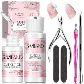 Savileland Cuticle Remover and Oil Kit - Nail Care Kit with Liquid and 1.01 oz Trimmer Softener Home Moisturizing Nail Polish, 64pcs / 새빌랜드 큐티클 리무버 및 오일 키트 - 리퀴드와 1.01온스 트리머가 포함된 네일 케어 키트로 유연제 가정용 보습 매니큐어, 64pcs
